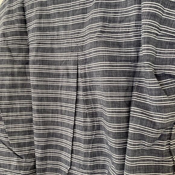 Goodthreads Womens Large Shirt Button Up Chambray Stripes Blue Short Sleeve NEW - Picture 4 of 8